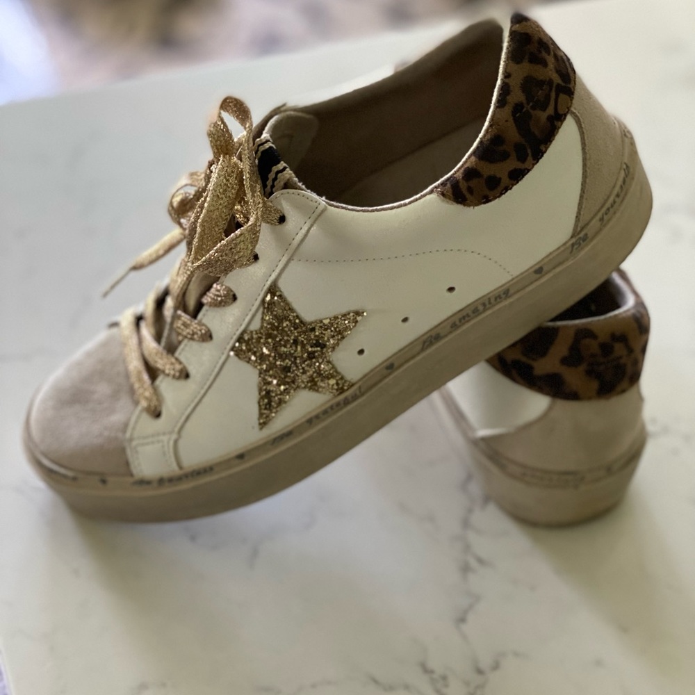 ShuShop Gold Glitter Leopard Sneakers - GG Dupe